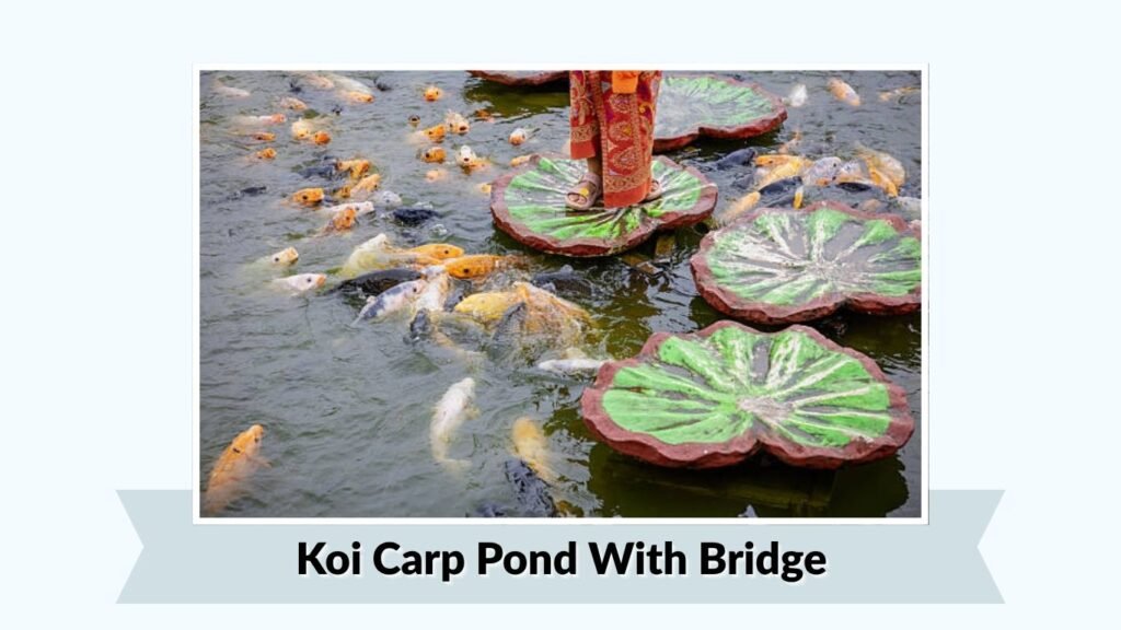 Koi Carp Pond With Bridge