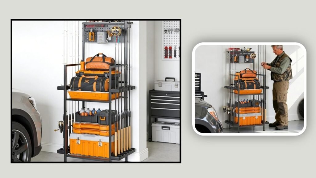 YQSLYSF Fishing Rod Rack with Pegboard – Best for Customizable Fishing Storage