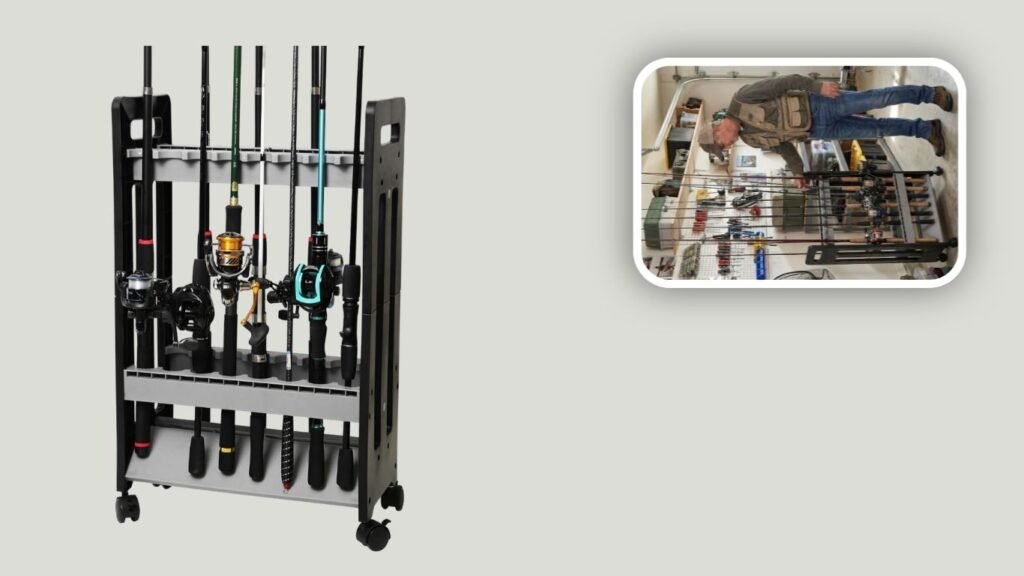VEYWANE 14-Rod Wooden Fishing Pole Holder