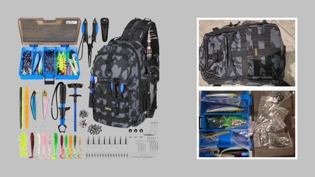 6. PLUSINNO Fishing Sling Backpack with Tackle Kit