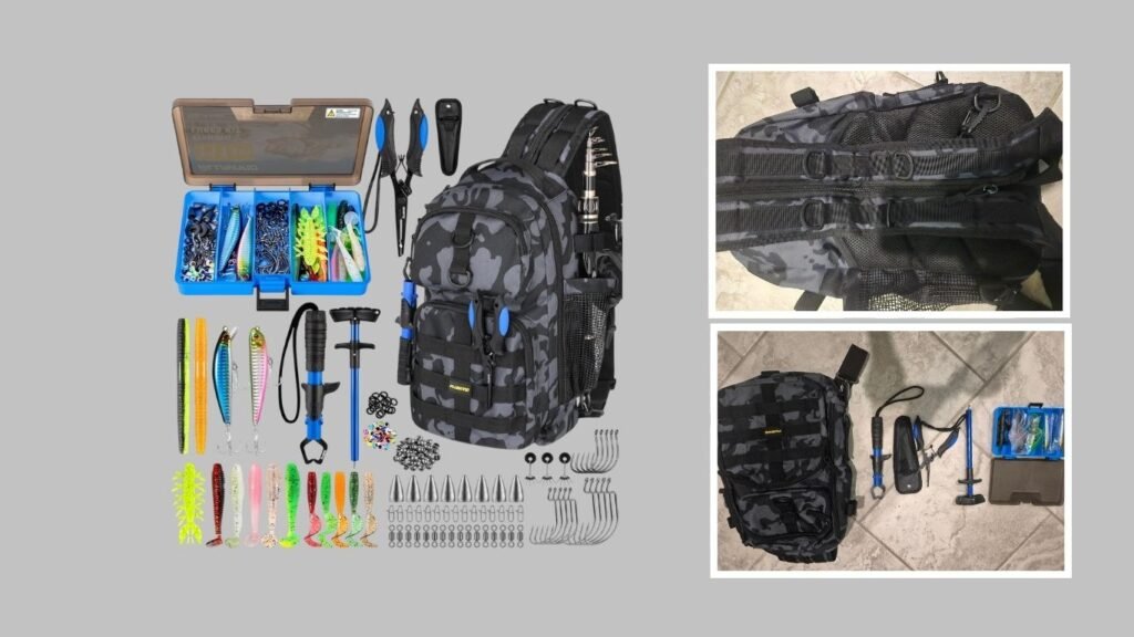 9. PLUSINNO Fishing Backpack with Tackle Kit
